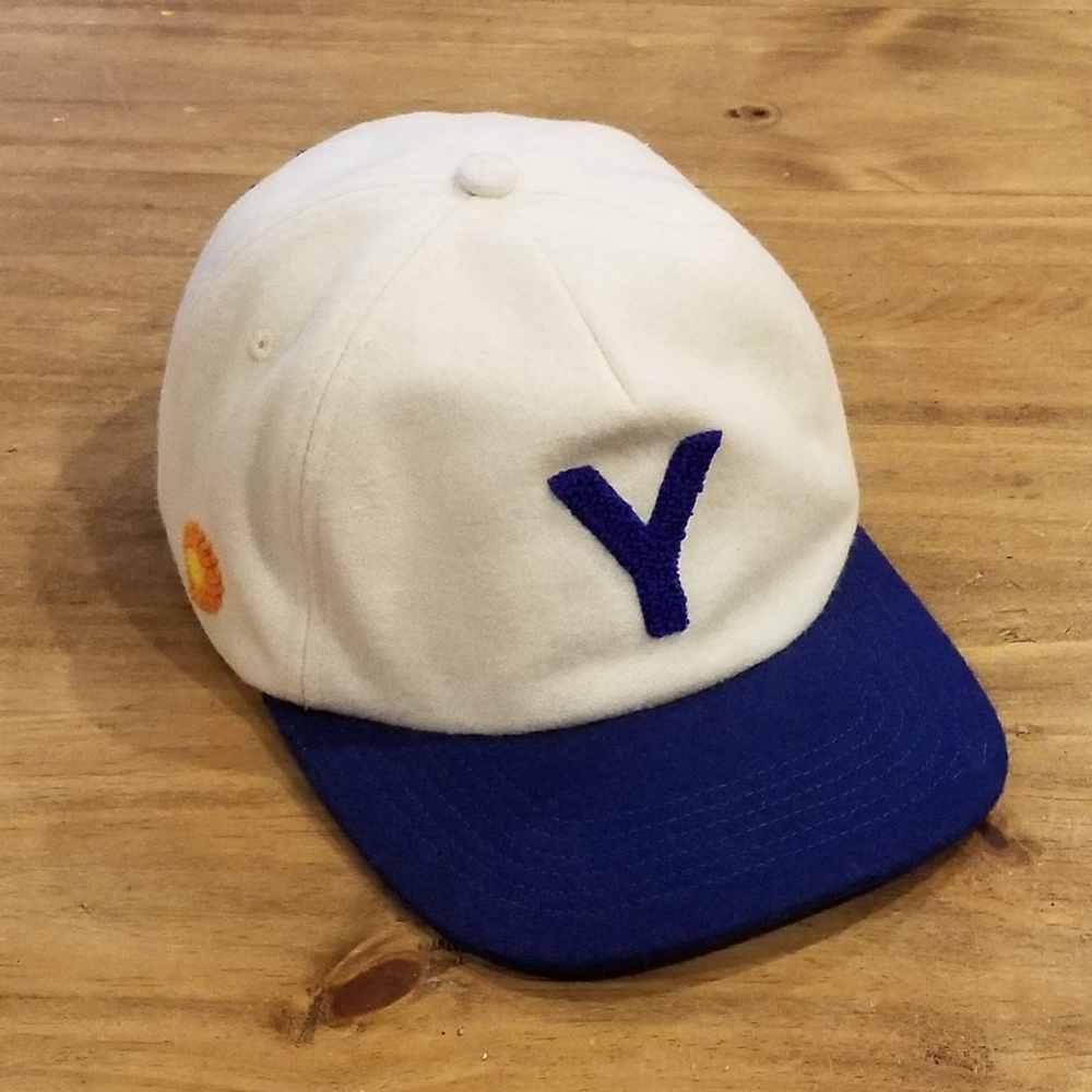 Yitai Letterman Hat Snapback White Blue Y Flower Logo Soft Wool Adjustable - Picture 5 of 8